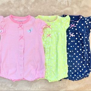 SIMPLE JOYS BY CARTER’S 3-Pack Snap-Up Rompers (Pink/Yellow Green/Navy, 0-3M)